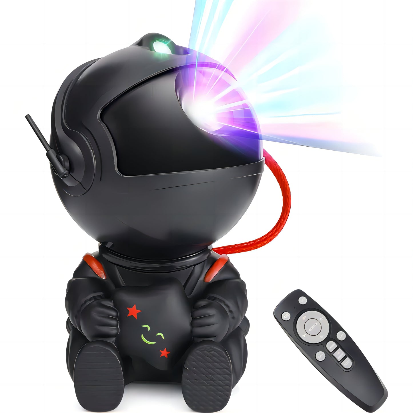 Veilleuse astronaute noir avec télécommande projection lumière multicolore pour chambre bébé