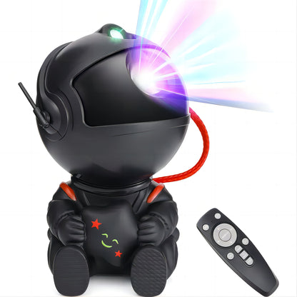 Veilleuse astronaute noir avec télécommande projection lumière multicolore pour chambre bébé