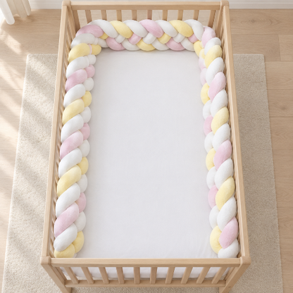Tresse de lit, rose jaune blanc vue dessus dans lit