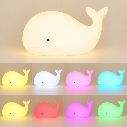 bebe veilleuse, baleine et toutes ses couleurs lumineuses