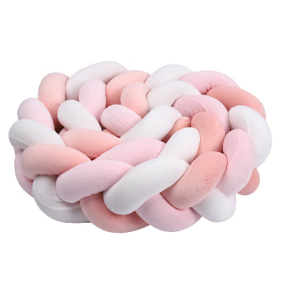 Tresse  de lit bébé rose et blanc cosy protection bébé nourrisson chambre sécurisé barreaux berceau parc coton doux confort.