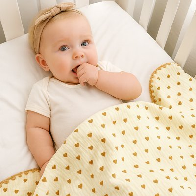 couverture bébé coton biologique texture moelleuse douce pour lit berceau landau confort optimal chaleur respirante
