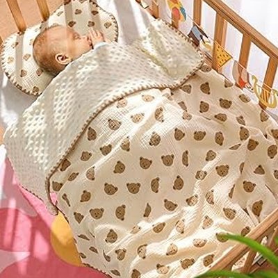 couverture bébé coton biologique naturel respirant chaleur optimale chambre nourrisson texture moelleuse confort.
