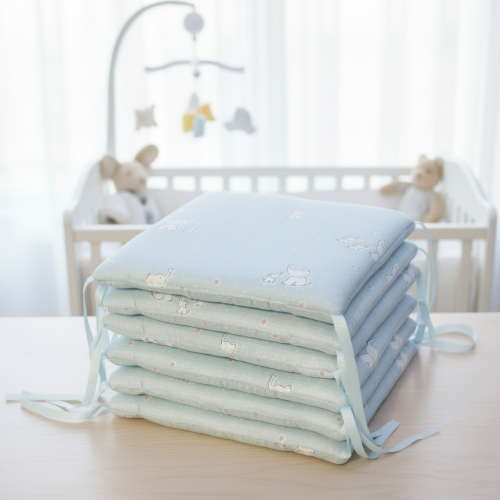 Tour de lit bébé bleu, six morceaux empilés chambre bébé