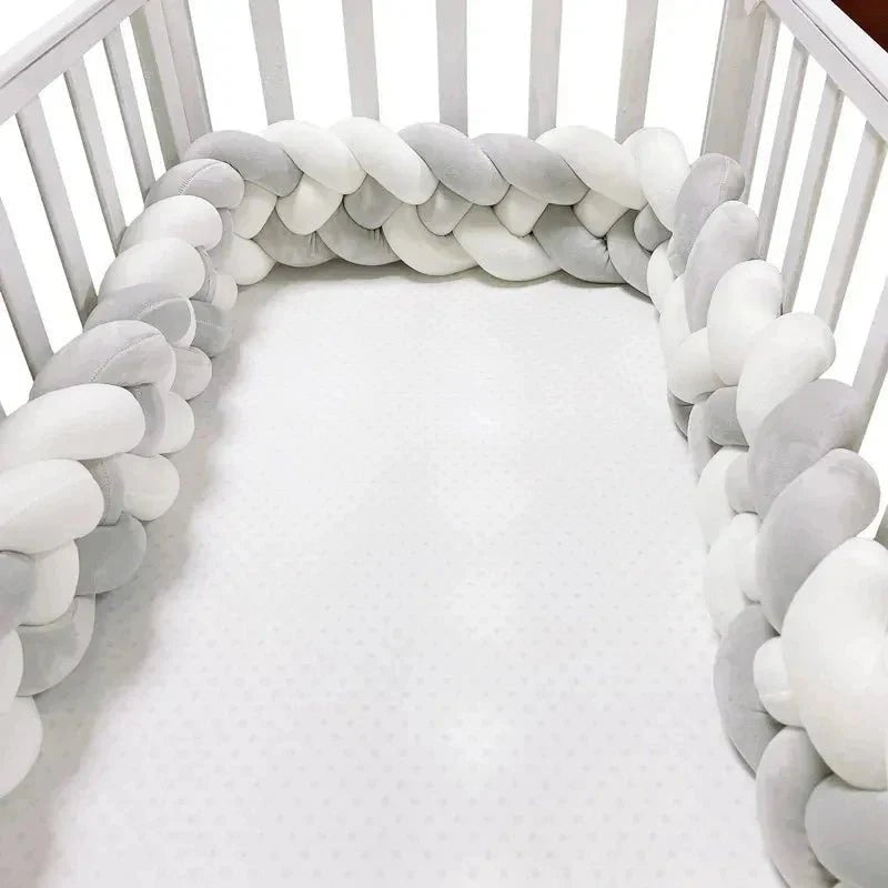 Tour de Lit Bebe - CozyKnot™ - Blanc Gris - Bébé Univers du Sommeil