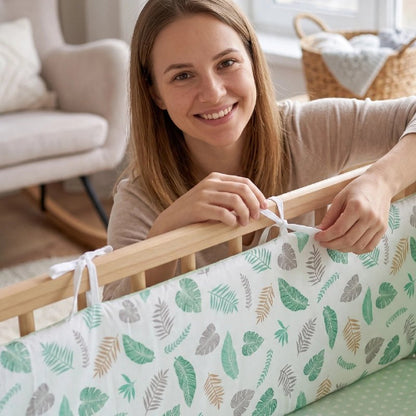 Tour de lit bébé feuilles maman l'installe dans lit bébé