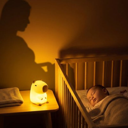 Veilleuse bébé, capybara lumière chaude bébé endormi berceau