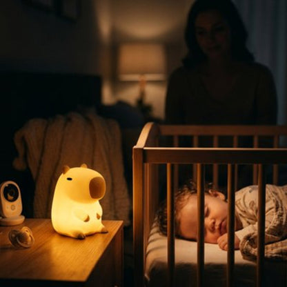 Veilleuse bébé, capybara lumière douce bébé endormi mère