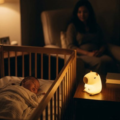 Veilleuse bébé capybara lumière douce chambre enfant nuit apaisante