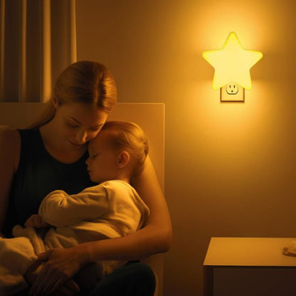 Veilleuse bébé, étoile jaune lumière tamisée maman bébé endormi